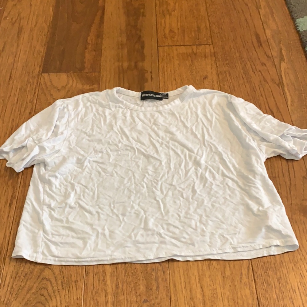 pretty little thing white crop shirt